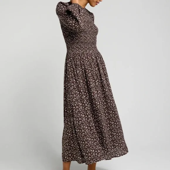 Madewell | Dresses | Madewell Melody Smocked Dress Brown Long Sleeve Xxl |  Poshmark